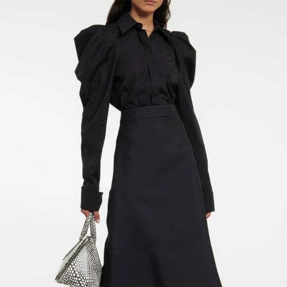 Sportmax Black Cotton Poplin Button Up Blouse NWT - Picture 1 of 10